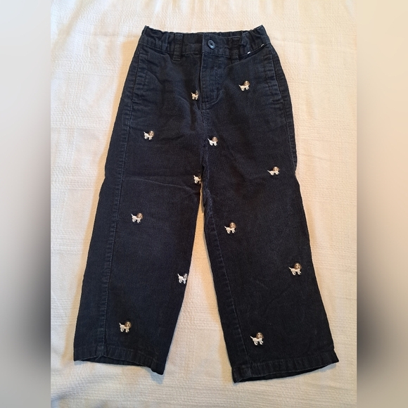 Gymboree boys size 4T blue corduroy pants, adjustable waist, embroidered dogs - Picture 1 of 4
